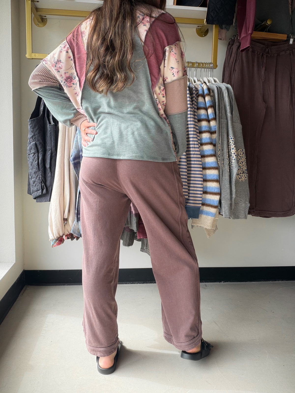 Mocha Mineral Wash Knit Pants