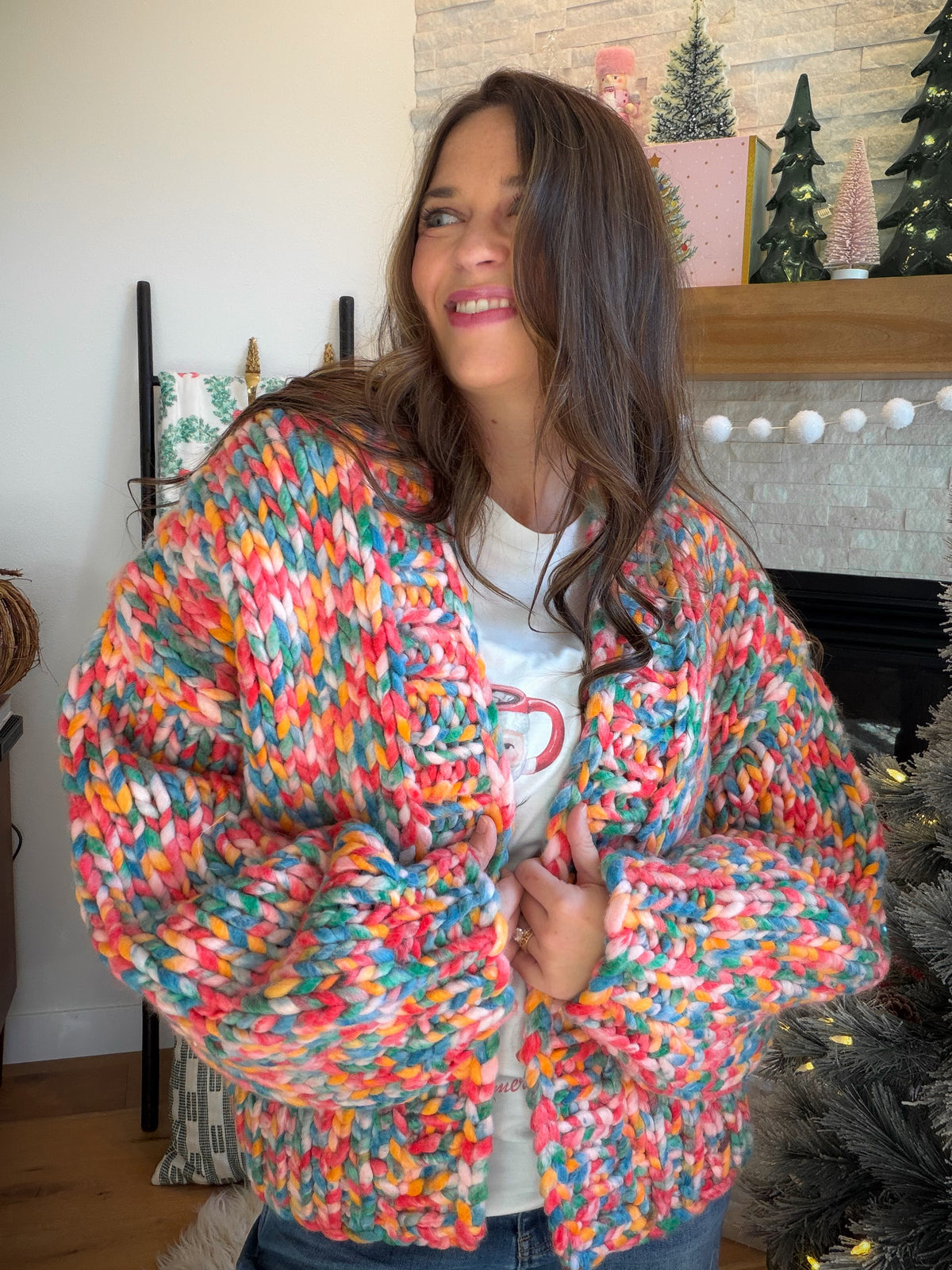 Chunky Yarn Confetti Cardigan