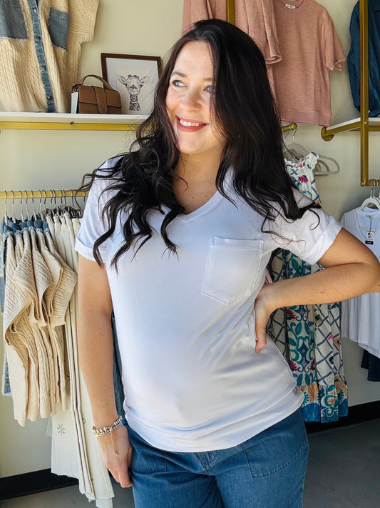 White Chloe Pocket Tee