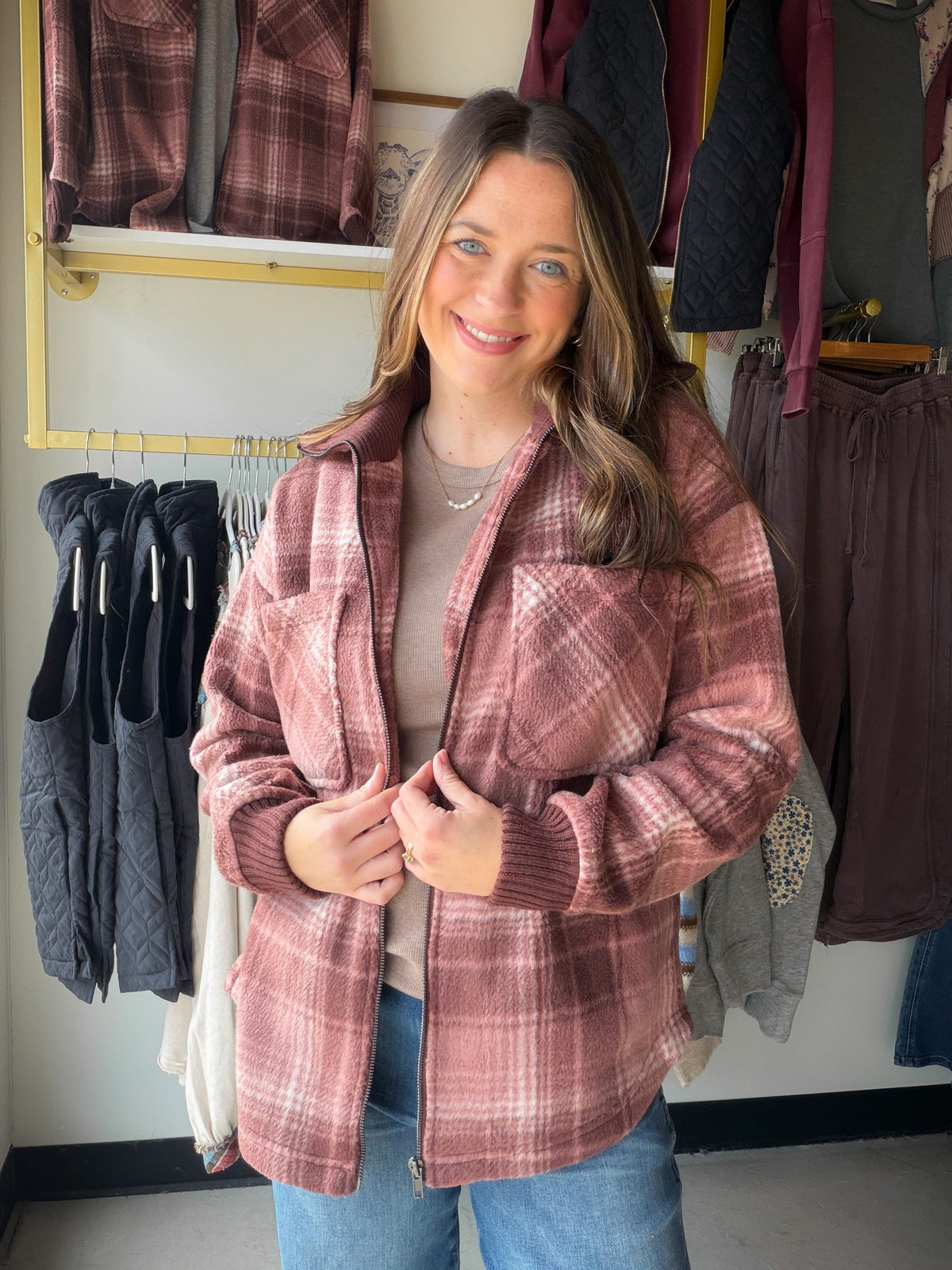Mauve Plaid Holland Jacket