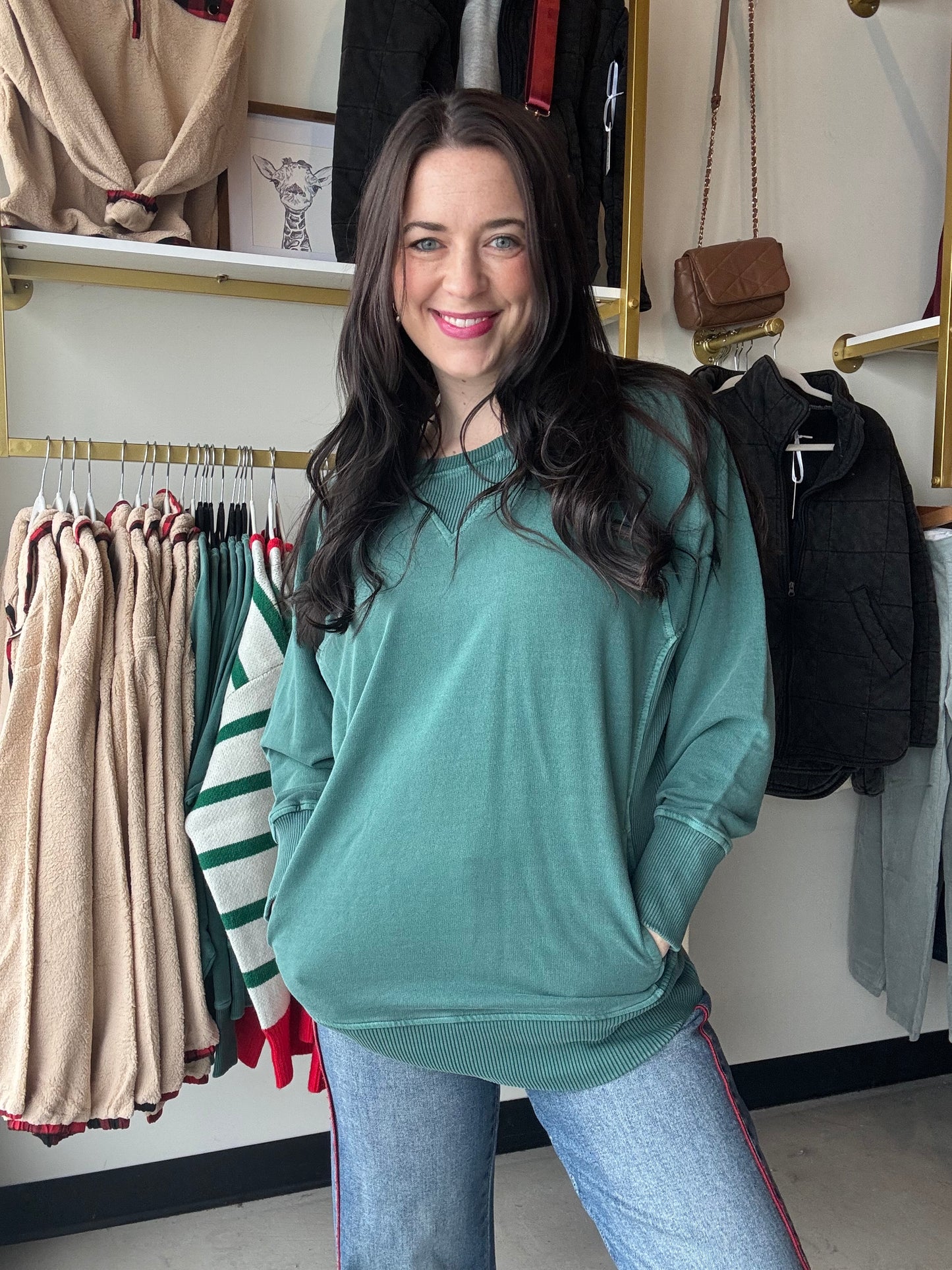 Hunter Green Pigment Dyed Pullover