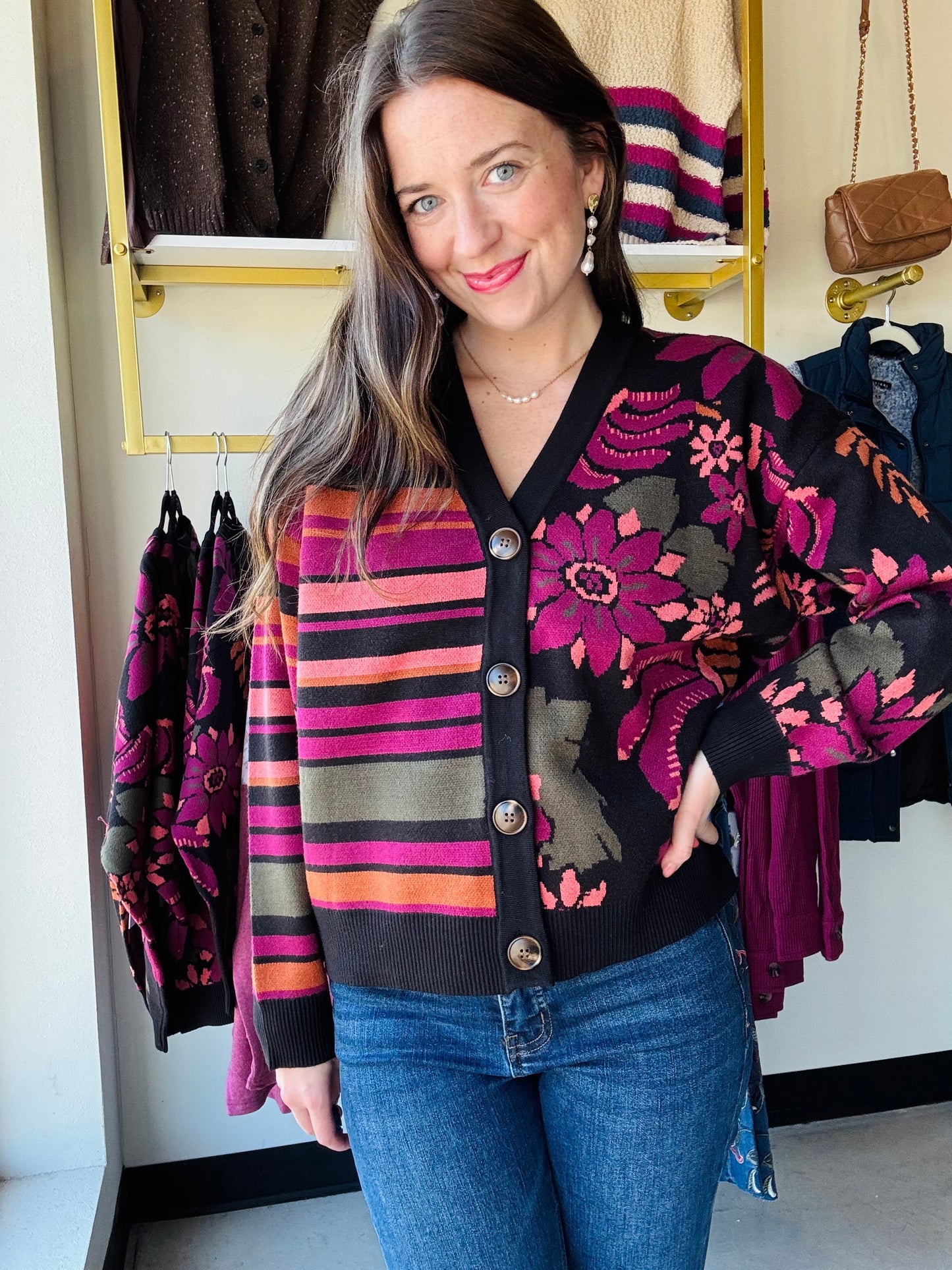 Double Knit Combo Print Cardi