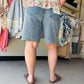 Wide-Leg Denim Bermuda Shorts - Light Wash