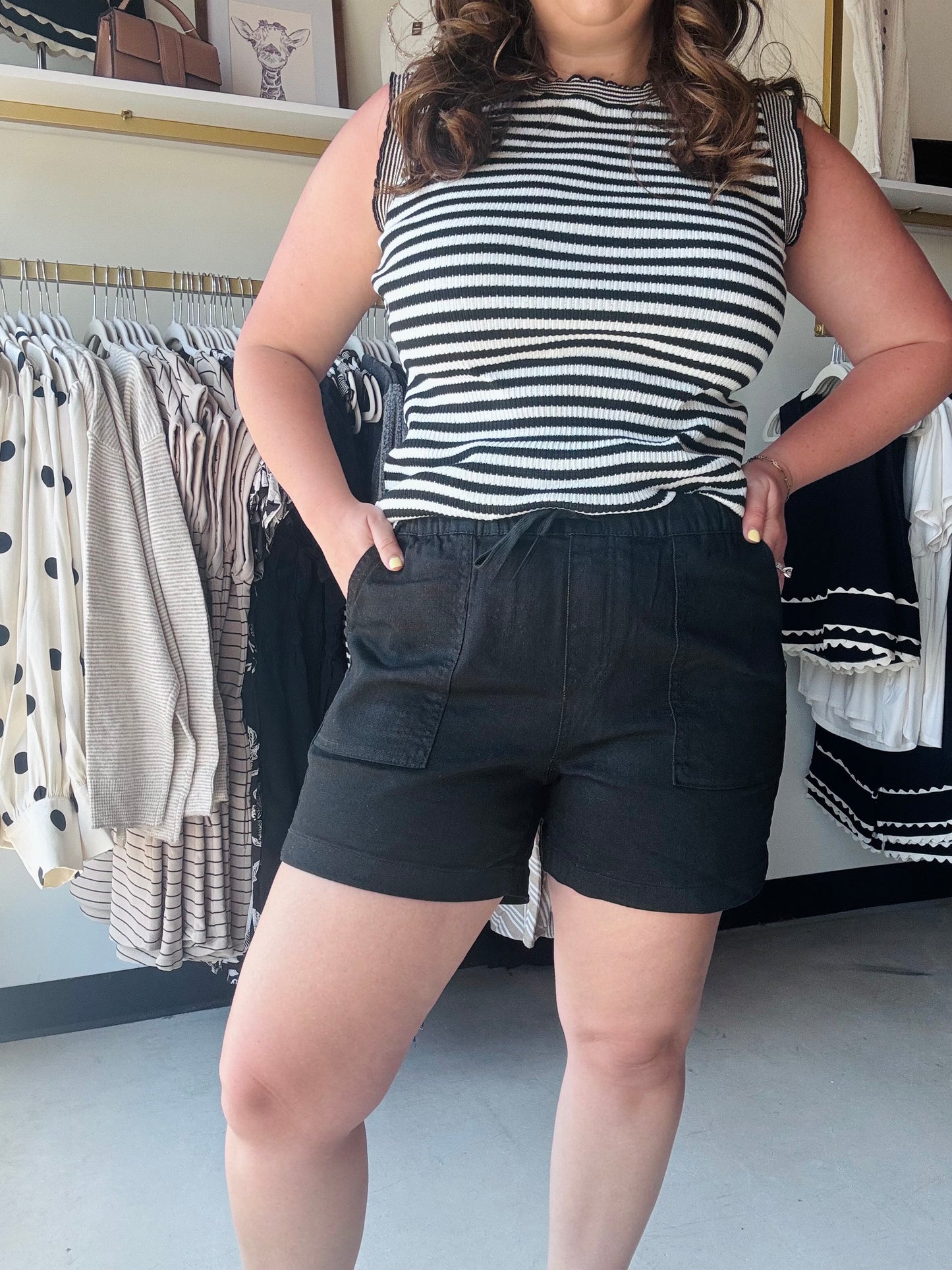Black Jogger Utility Shorts