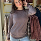 Ivory Coffee Stripe Stacey Top