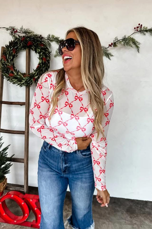 Diamond Bows Mesh Top - Pre Order