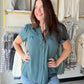 Dark Jade Ruffle Sleeve Blouse