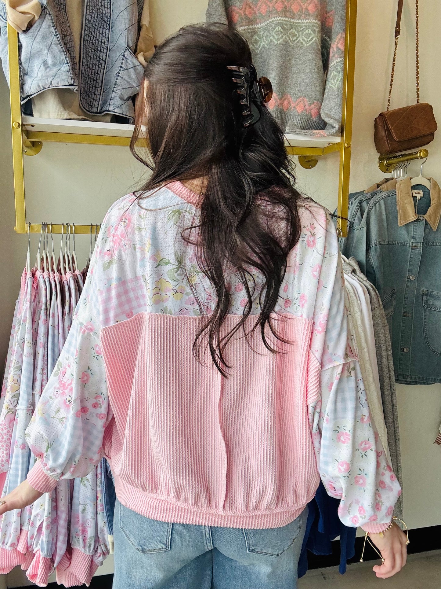 Blush Patchwork Pullover