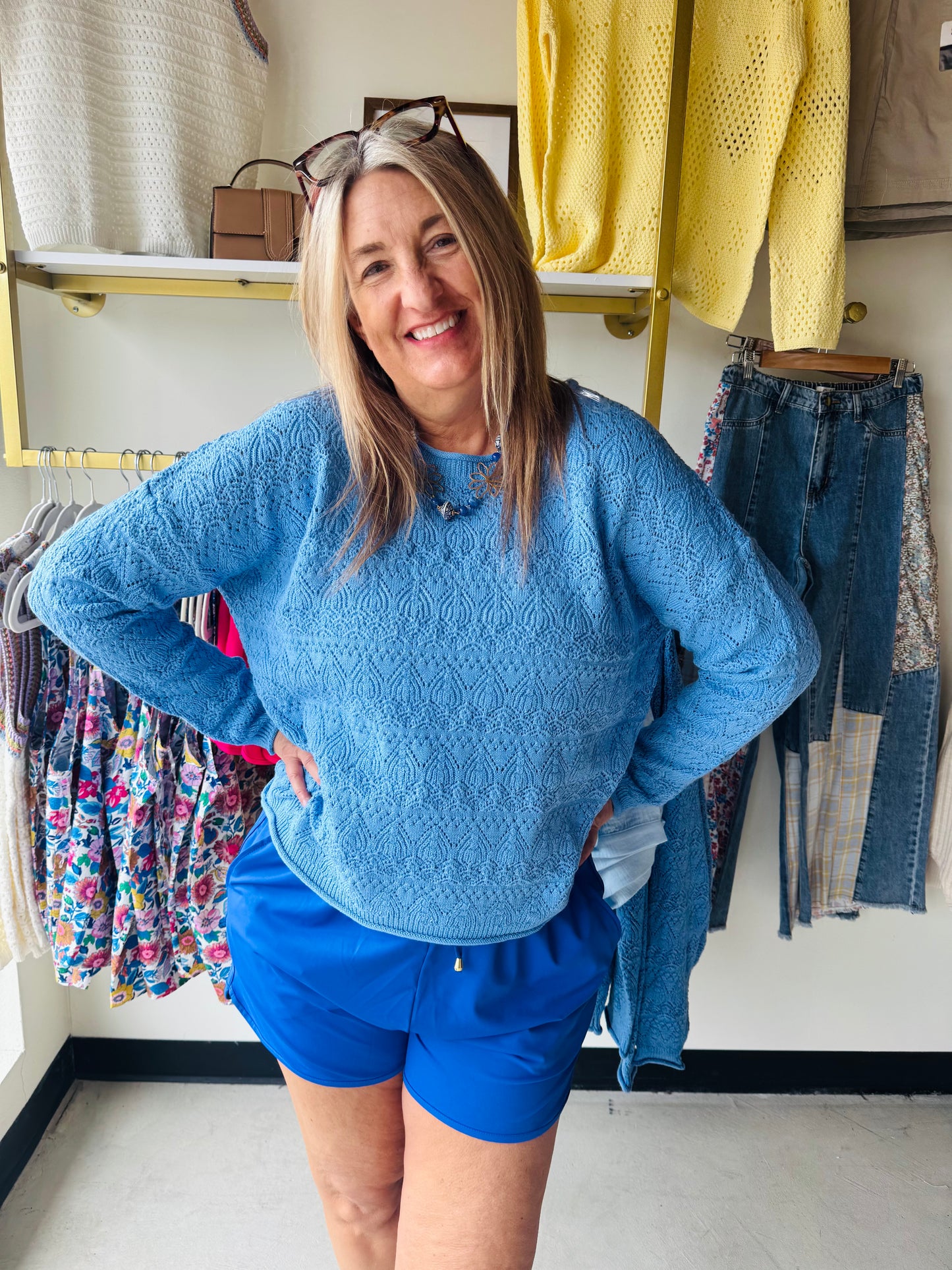 Royal Crochet Pointelle Sweater