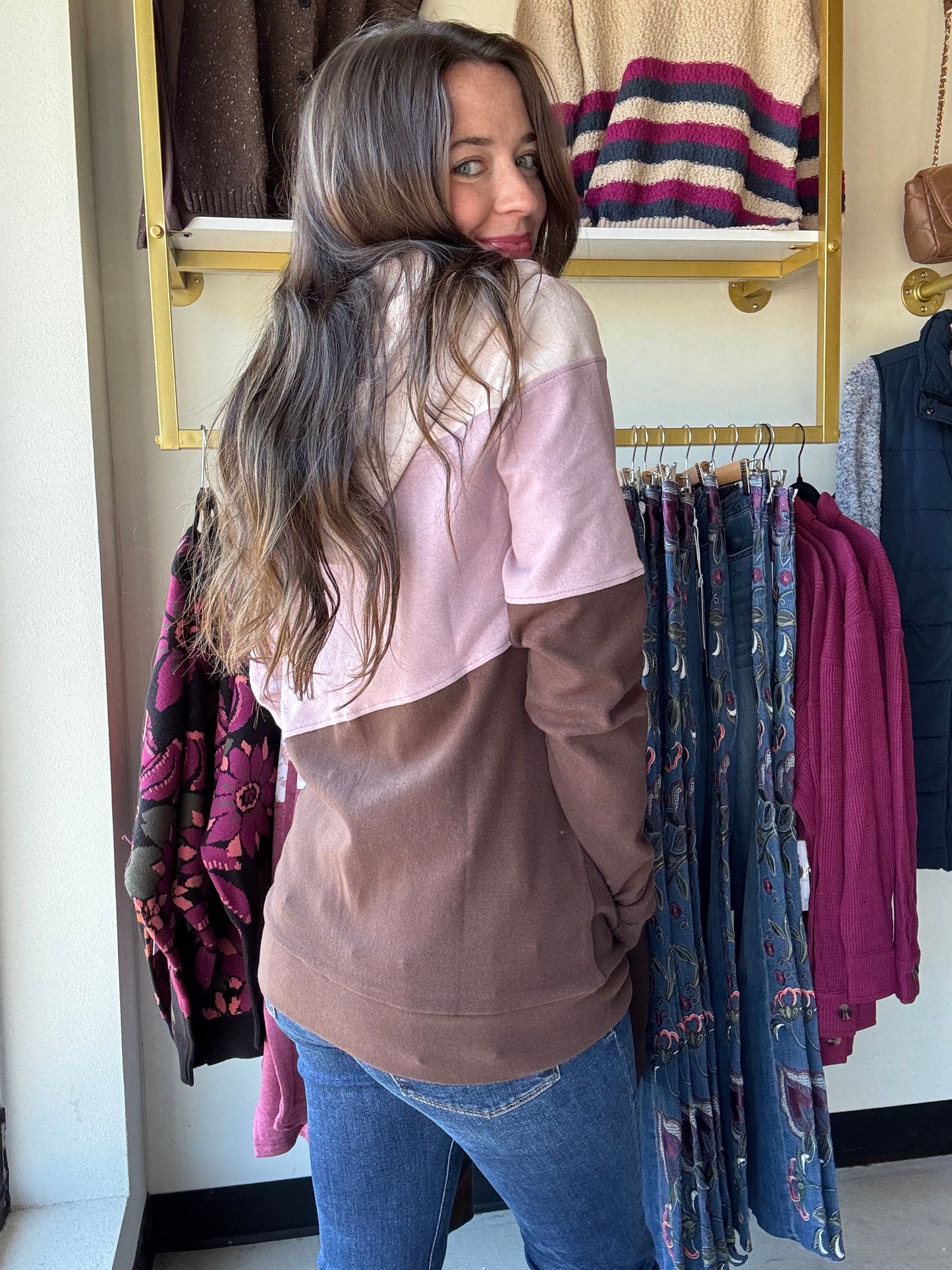 Neutral Purple Block Full Zip
