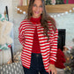 Red Striped Sweater Cardigan