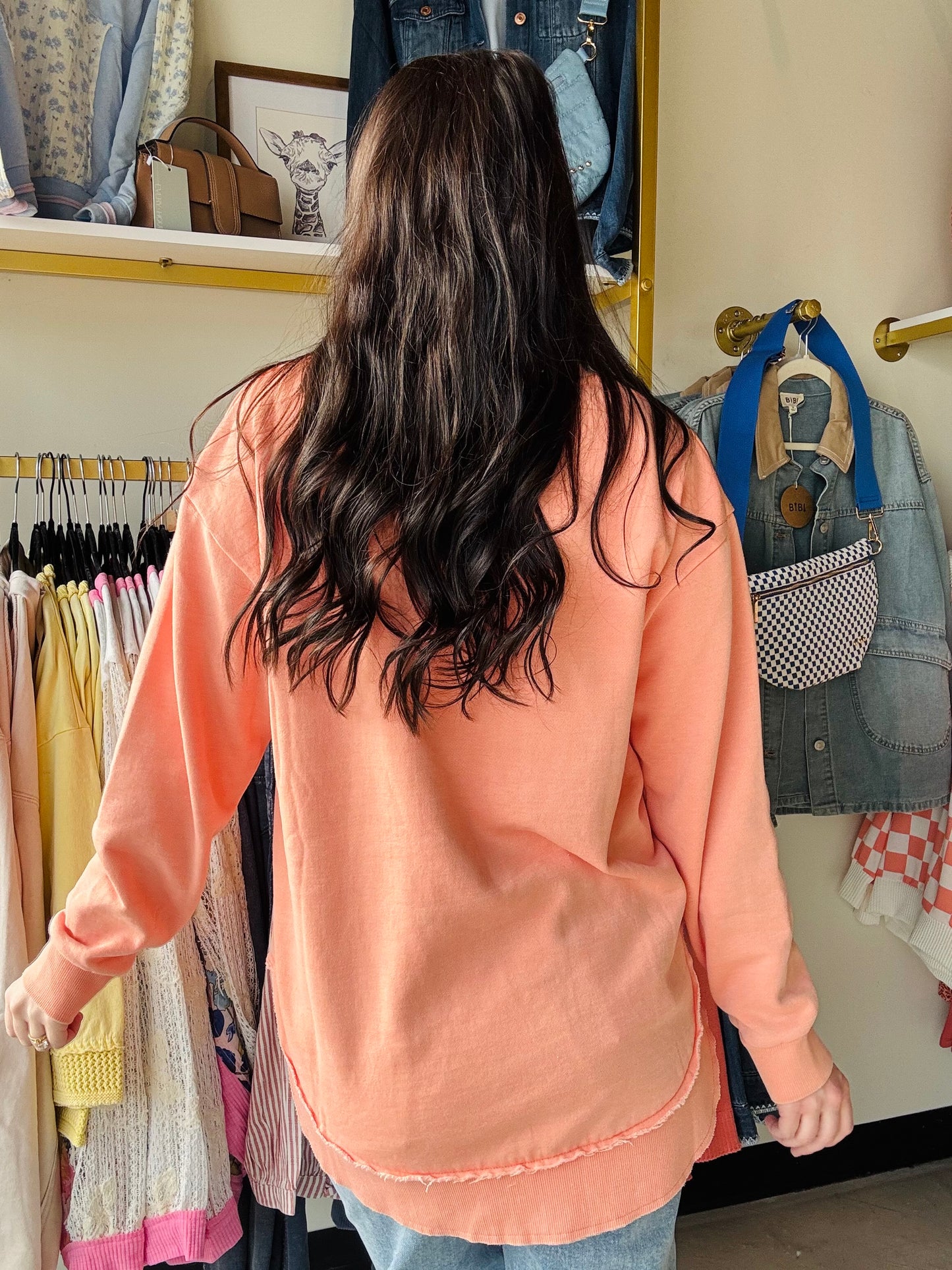 Spring Peach Vintage Wash Pullover