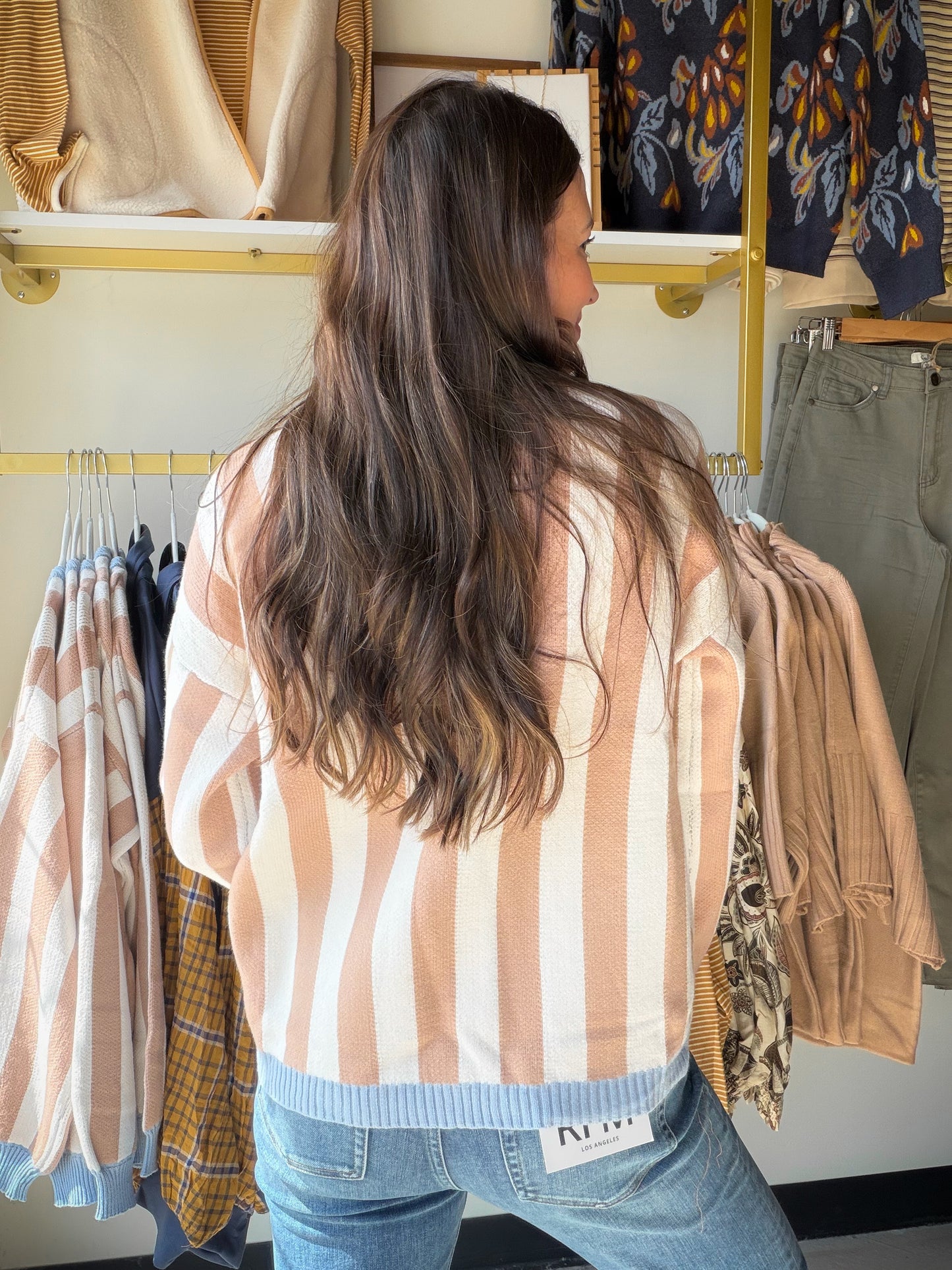 Denim & Mocha Accent Cardigan