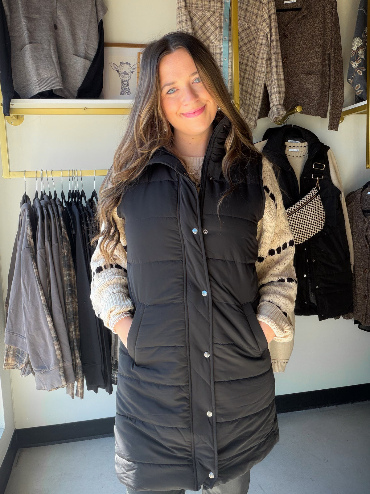 Black Harlow Long Vest