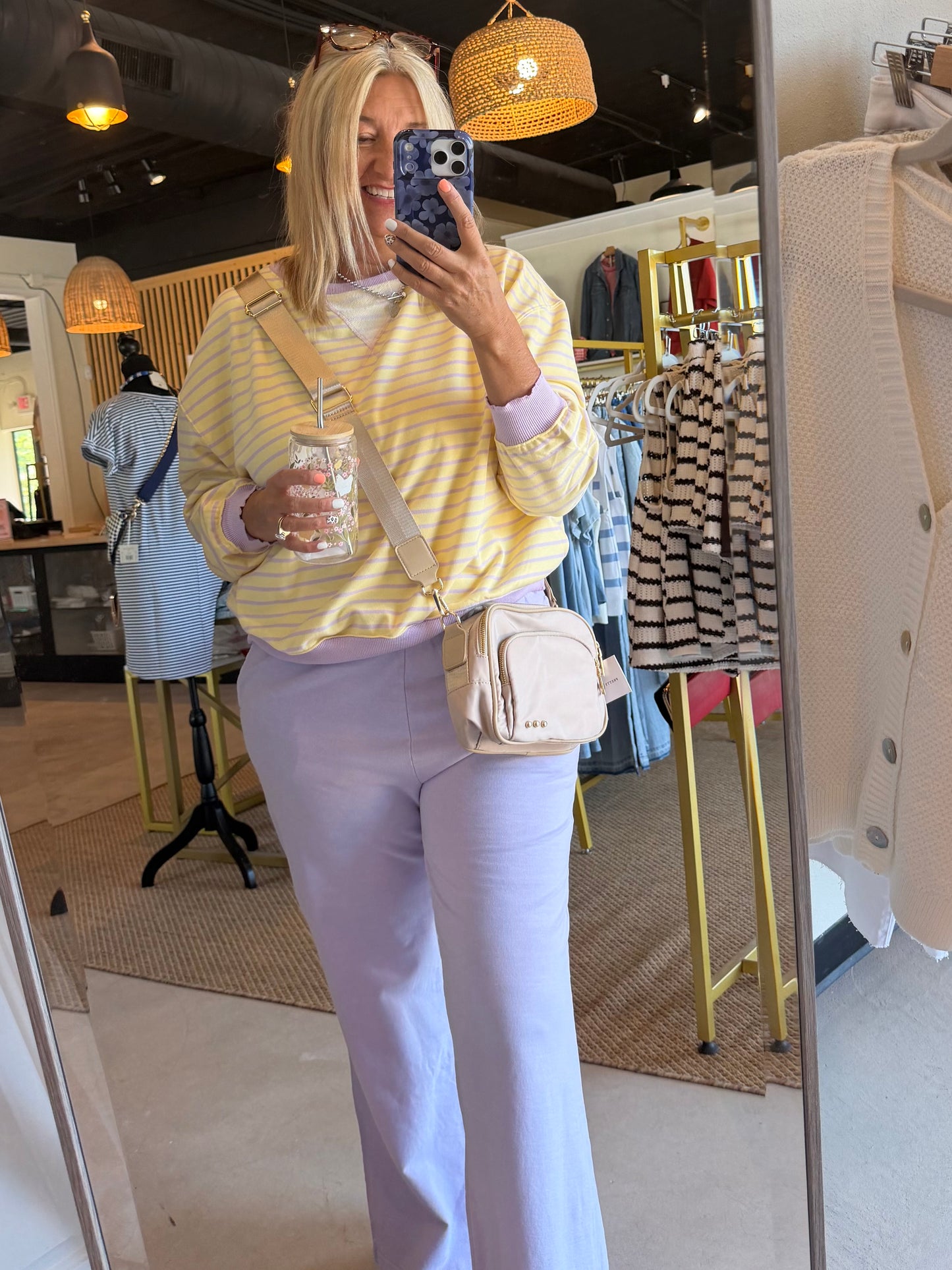 Lavender Knit Flare Pants