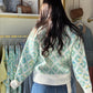 Teal Lemon Diamond Knit Sweater