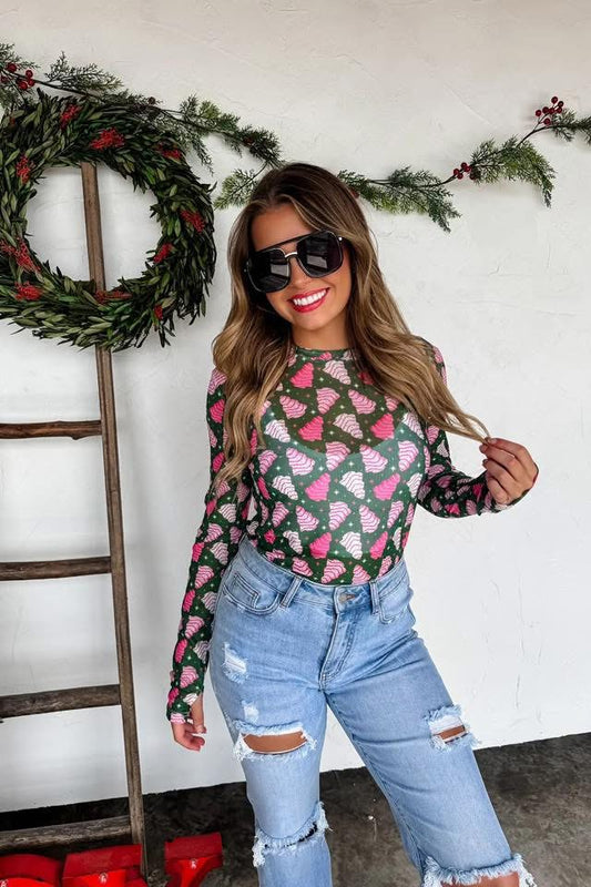 Christmas Tree Cakes Mesh Top - Pre Order