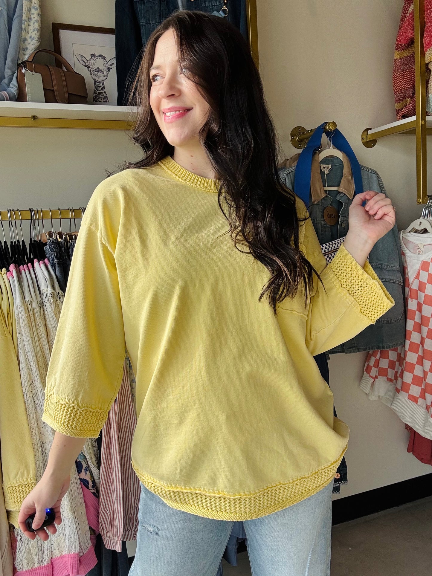 Yellow Mineral Wash Pullover