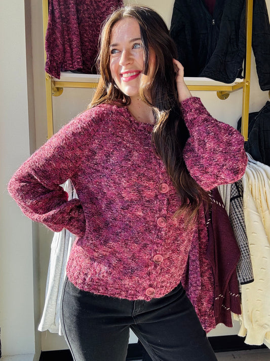 Roseberry Raglan Sleeve Button Sweater