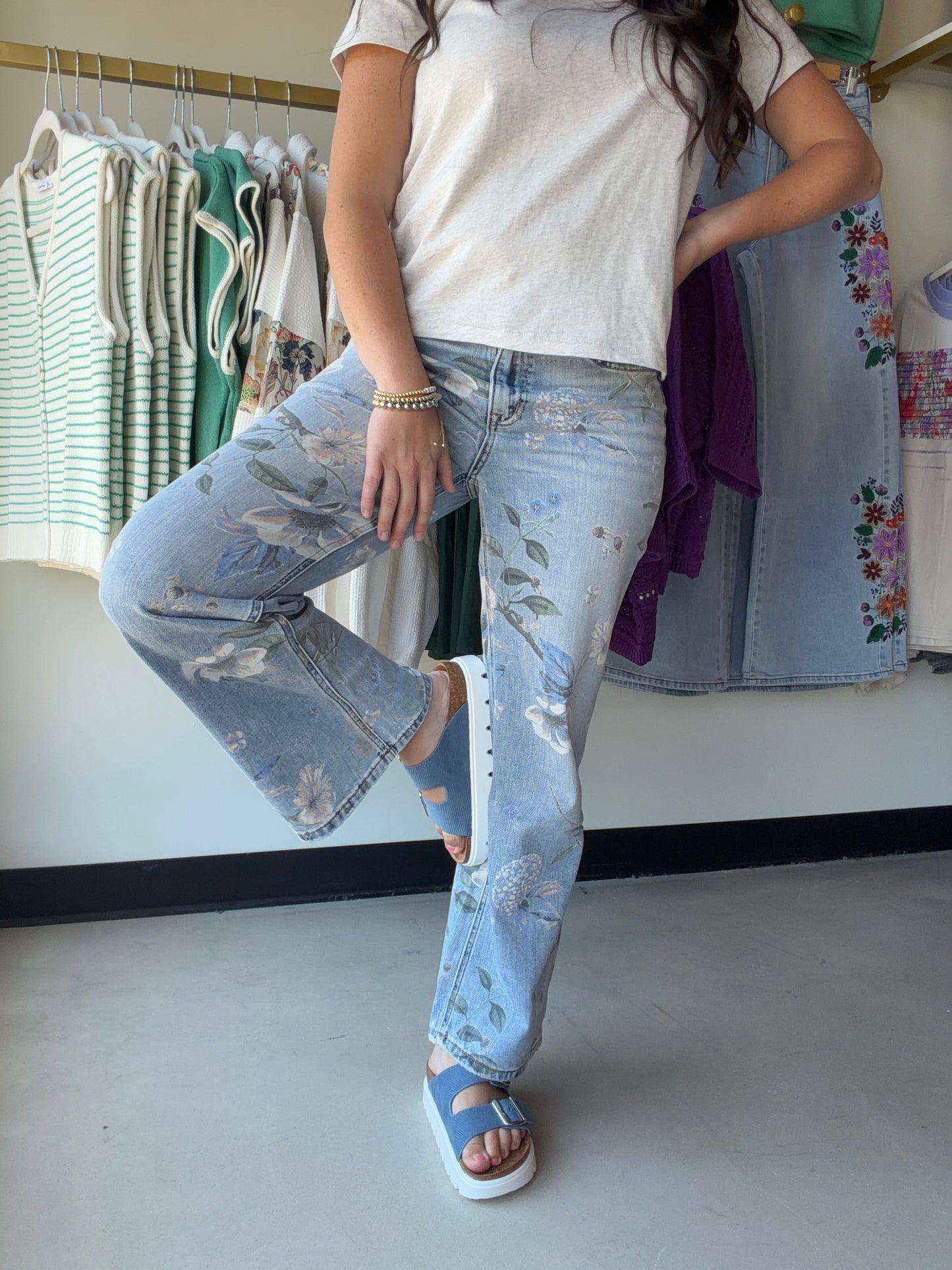 Vintage Floral High Rise Wide Leg