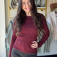 Burgundy Cable Knit Crewneck