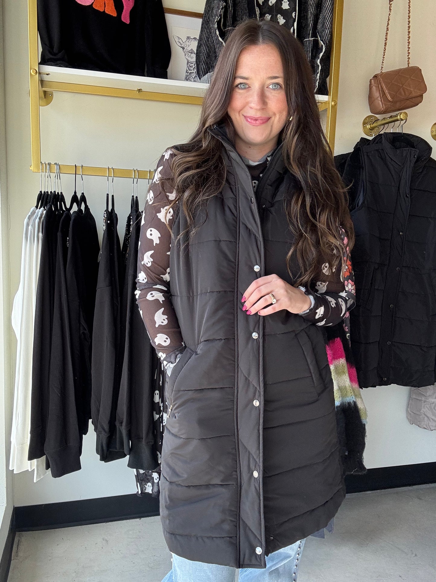 Black Harlow Long Vest