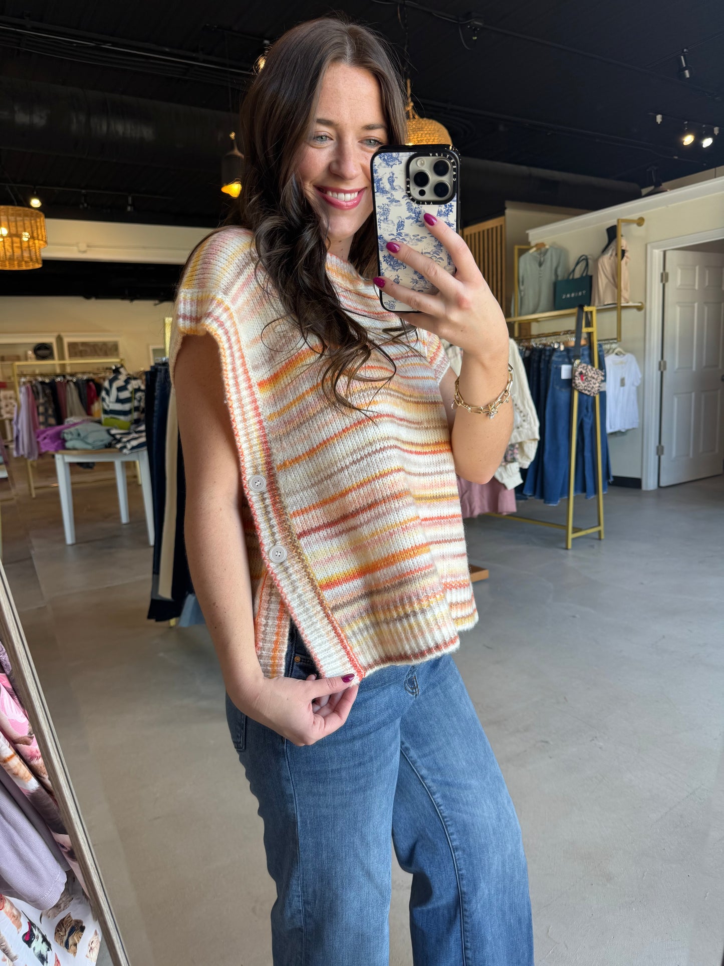 Sunkissed Sleeveless Button Sweater