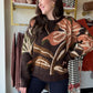 Mocha Shimmer Flower Sweater
