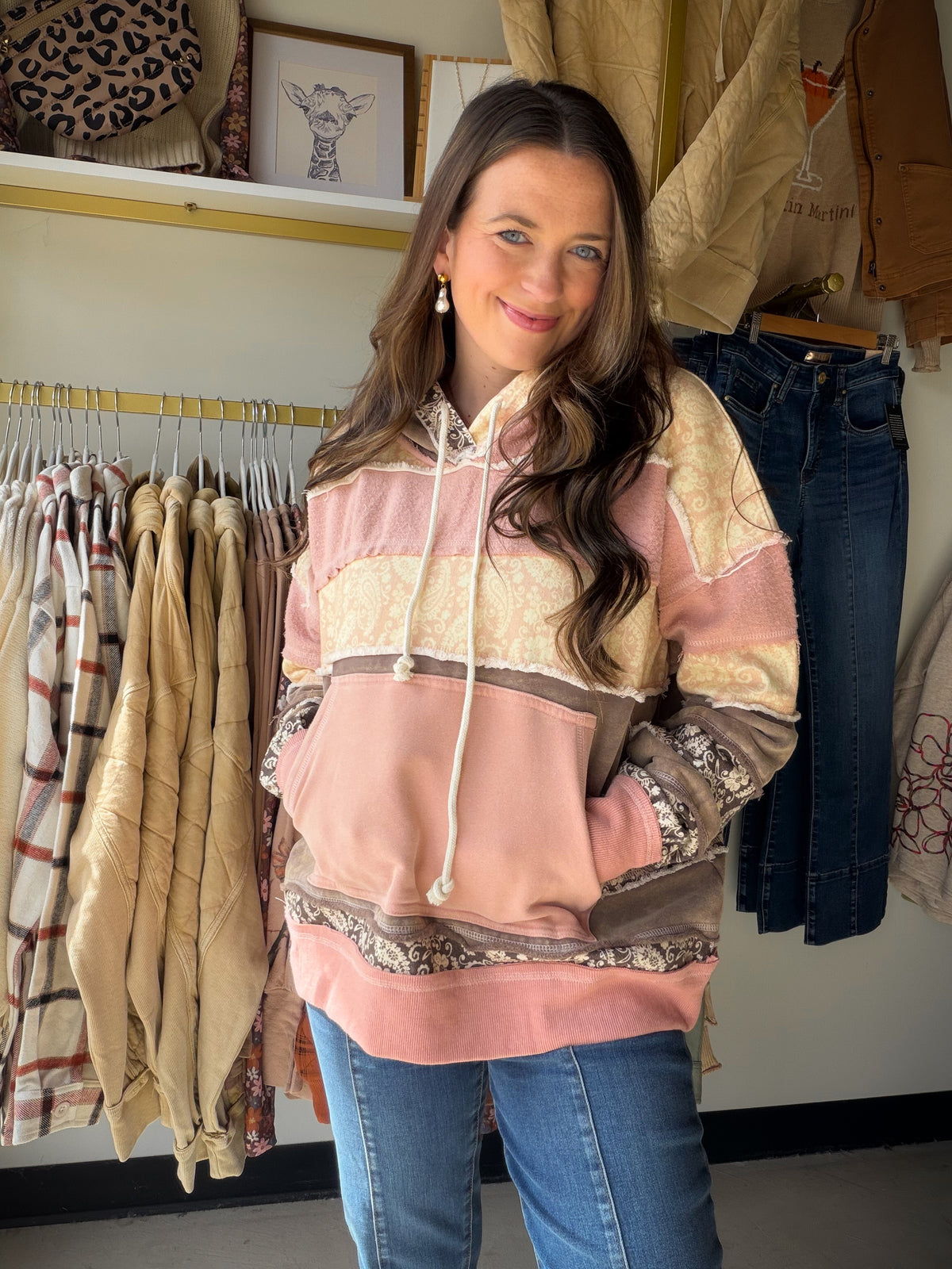 Pink Paisley Printed Hoodie