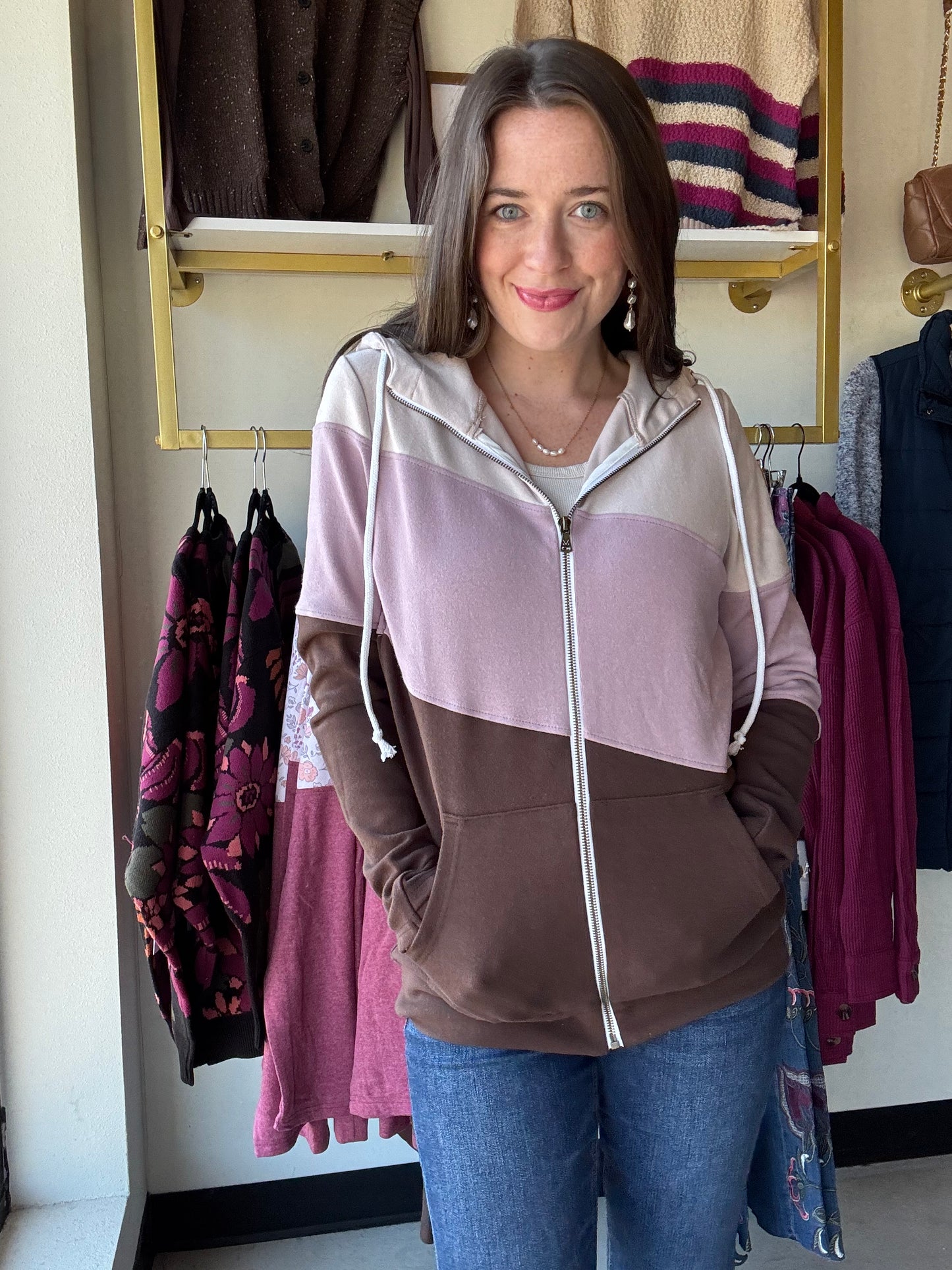 Neutral Purple Block Full Zip