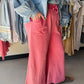 Boho Red Terry Knit Pants
