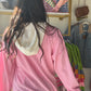 Two Tone Pink Henley Hoodie