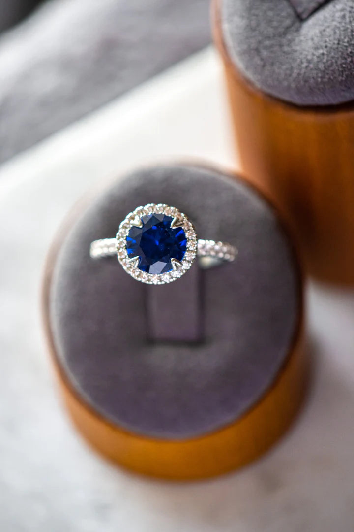 Veda Round Cut Blue Ring