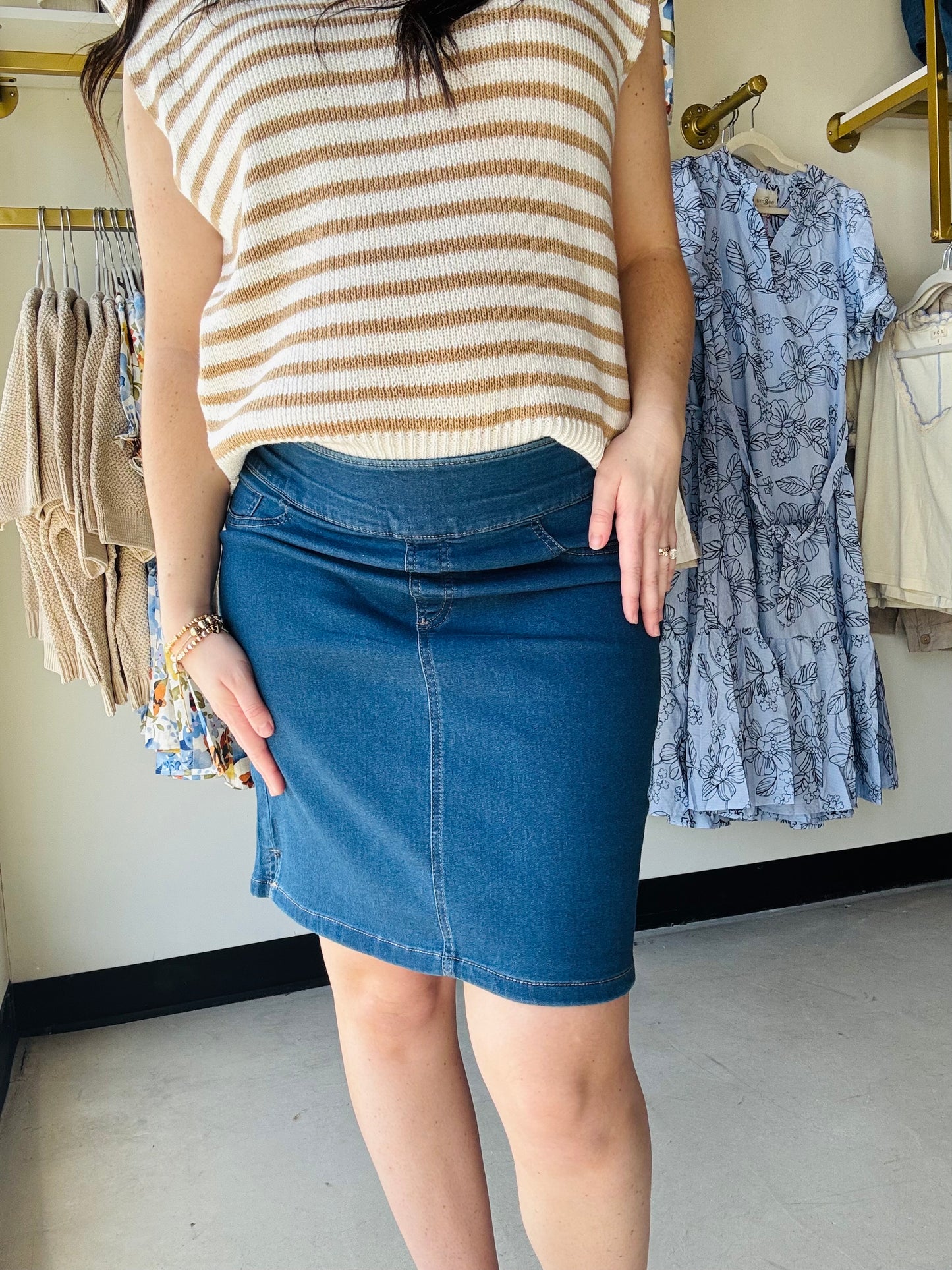 Introducing the Athena Denim Wash Skort—where versatility meets everyday style. This hybrid piece seamlessly transitions from casual outings to active adventures, combining the comfort of shorts with the polished silhouette of a skirt. Crafted from quality denim with a modern wash, it's designed to become a go-to staple in your wardrobe. Whether you're running errands, meeting friends, or exploring the outdoors, the Athena delivers effortless style and practical comfort. Elevate your closet with this must-h