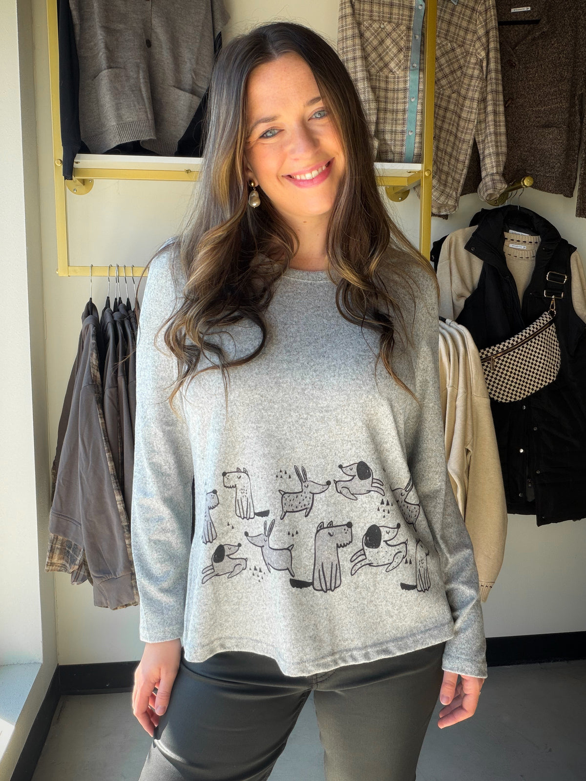 For the days when your outfit could use a little personality, reach for this grey dog sketch top from Creation. The playful graphic gives a casual long sleeve a conversation-starting touch. Pair it with denim for an easy afternoon out or layer it under a jacket when the day cools down.
