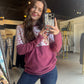 Vintage Floral Raspberry Pullover