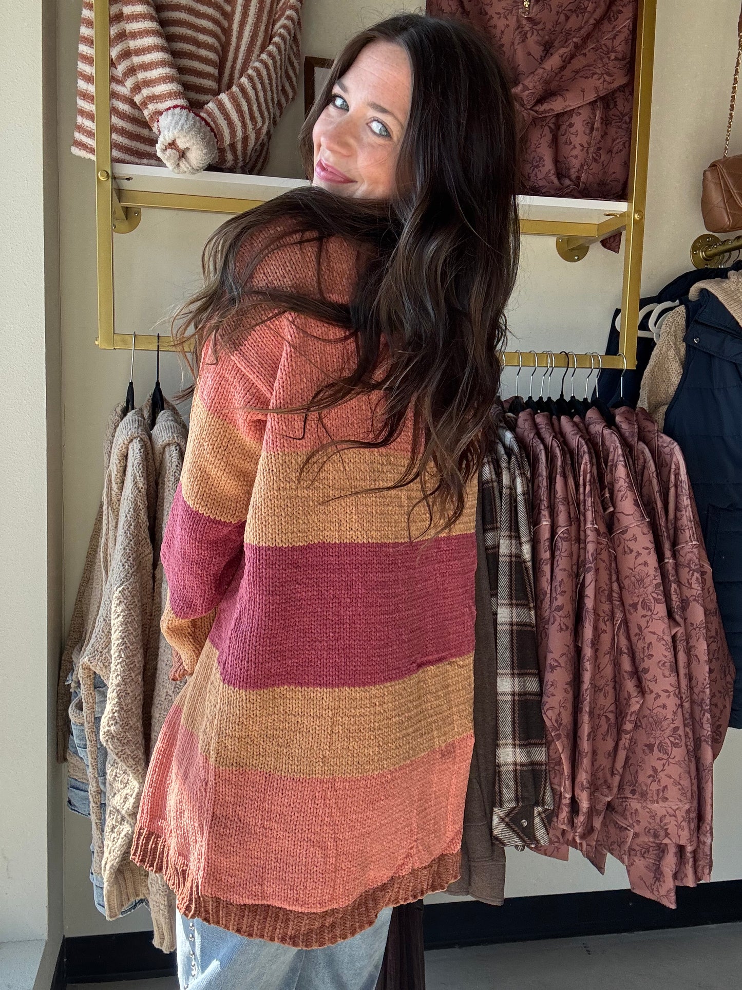 Autumn Color Block Cardigan