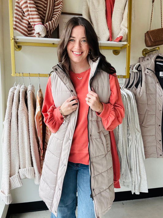 Latte Harlow Long Vest
