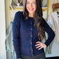 Navy Button Up Cable Knit Cardigan