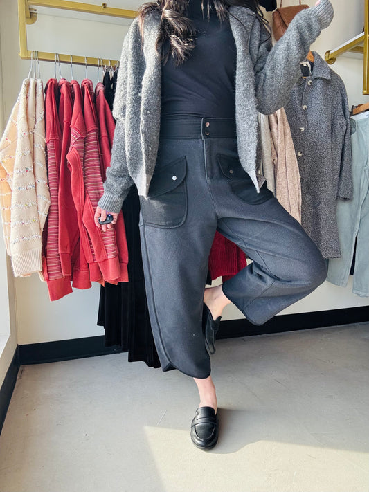 Charcoal Terry Barrel Pants