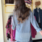 Denim Slouchy V Neck Sweater