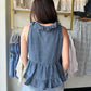 Dark Chambray Ruffle Tank