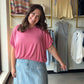 Rose Bamboo Bubble Hem Top
