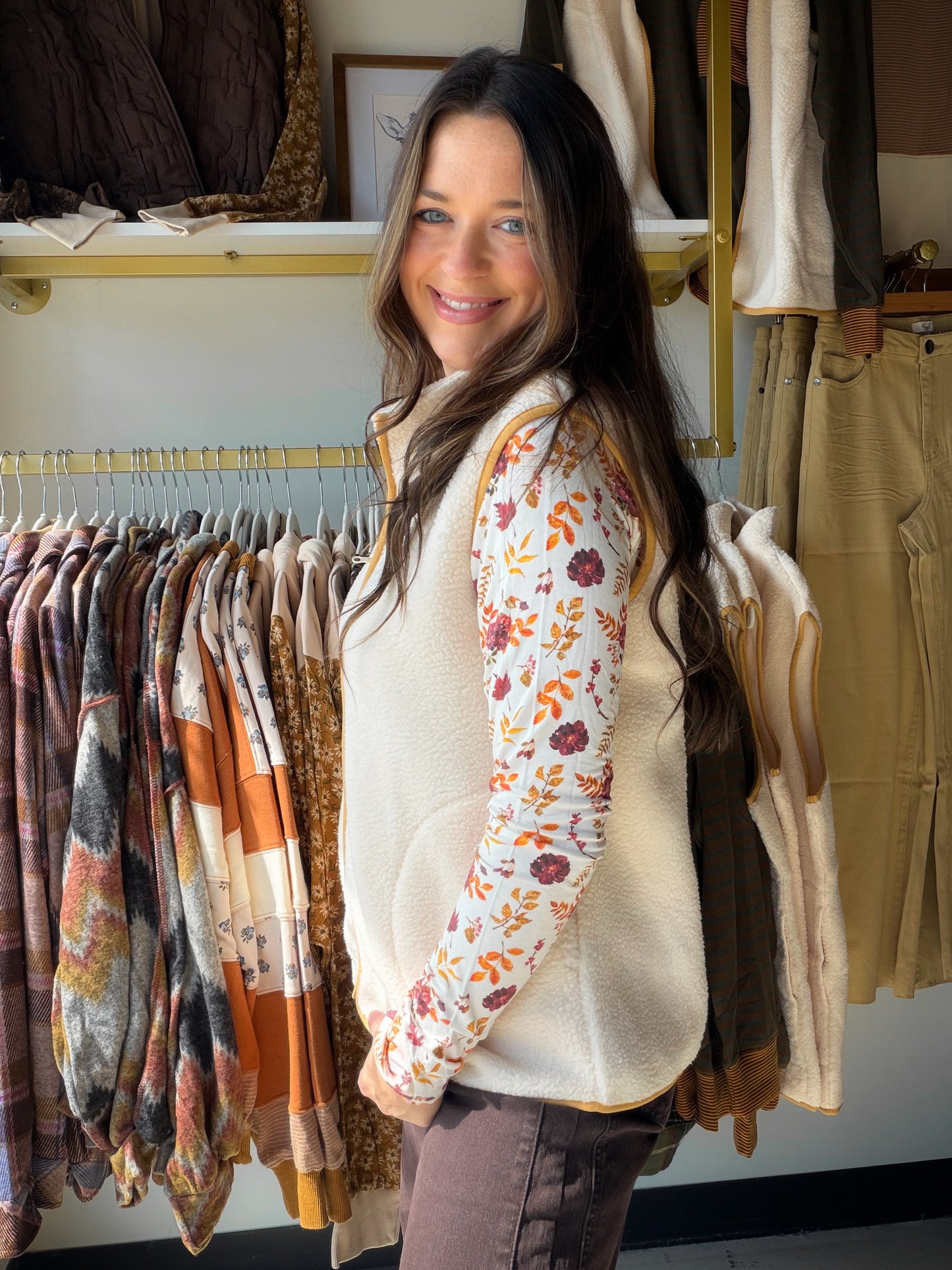 Cream Sherpa Accent Vest
