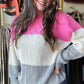 Pink & Grey Block Sweater