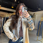 Cream Blue Plaid Button Up