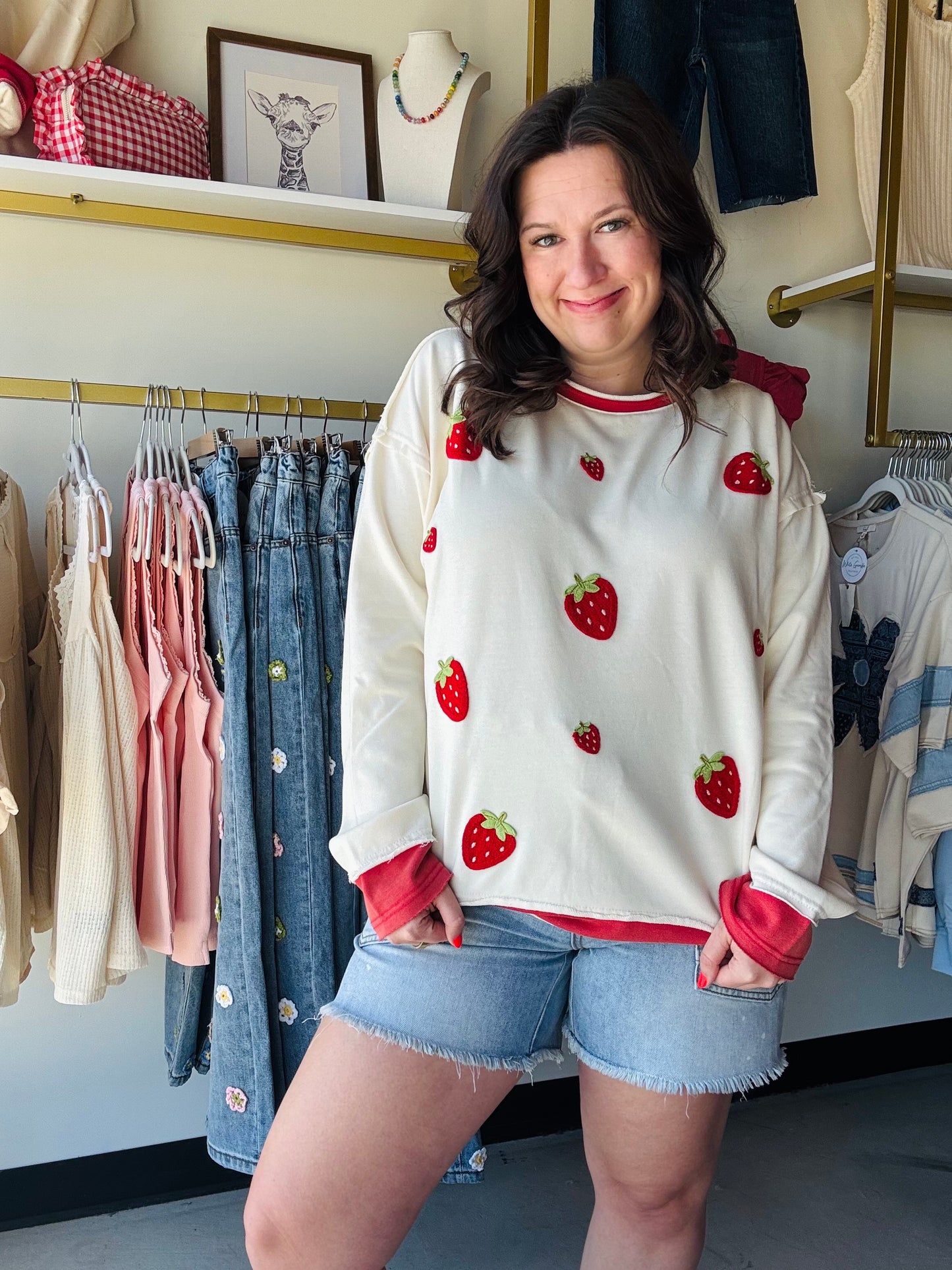 Strawberry Patch Terry Pullover