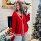 Red Candy Cane Relaxed Cardigan