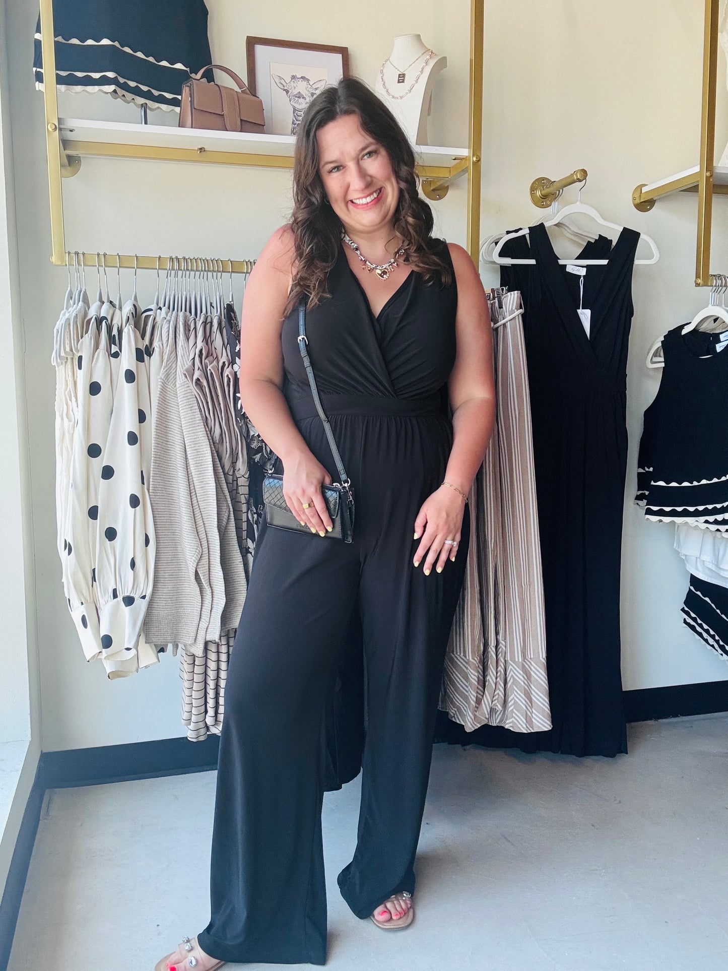 Black Cinched Waist Jumpsuit
