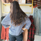 Denim Exposed Stitch Sweater